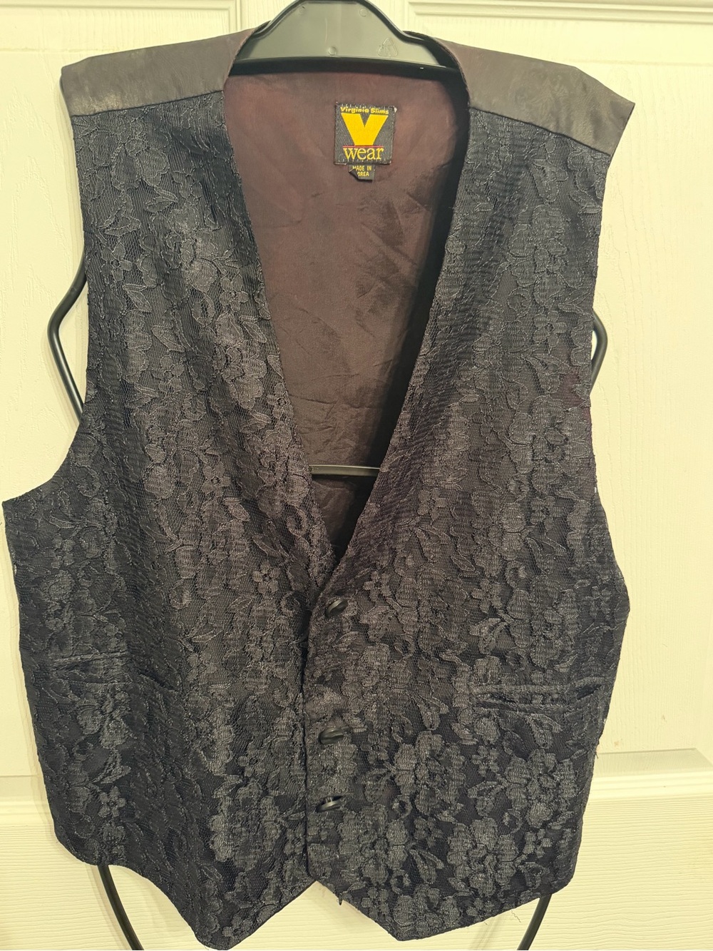 Vintage 90s Black Vest Lace V Wear Virginia Slims Merch One Size